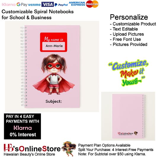 18 Super-Heldinnen Schreibwaren Schüler Studenten Notizblock