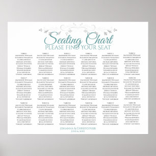 18 Tabelle Aquamarin & grau Hochzeitstabelle Poster