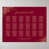 18 Tabelle Elegant Burgund und Gold Seating Chart Poster (Vorne)