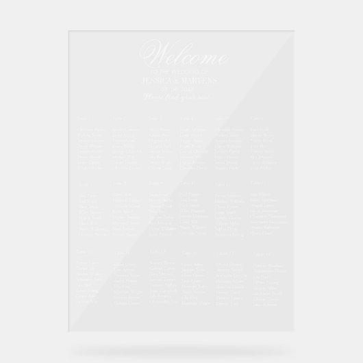 18 Tabelle Elegant Modernes Hochzeitsstichtag Acrylschild (Vorderseite)