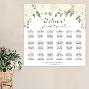 18 Tabelle Elfenbeinweiße Rosen Hochzeitstabelle Poster