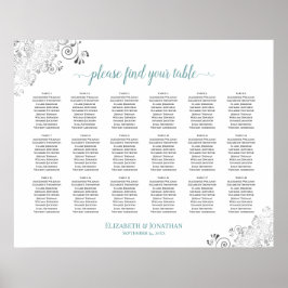 18 Tabelle Frily White Wedding Seating Chart Aquam Poster