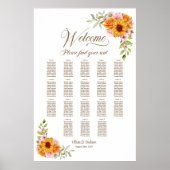 18 Tabelle Gelb Rosa Blumenübersicht Poster (Vorne)