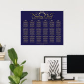 18 Tabelle Gold & Navy Einfache Hochzeitssitzkarte Poster (Heimbüro)