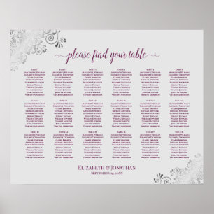 18 Tabelle Hochzeitsdiagramme auf grauer Basis Poster