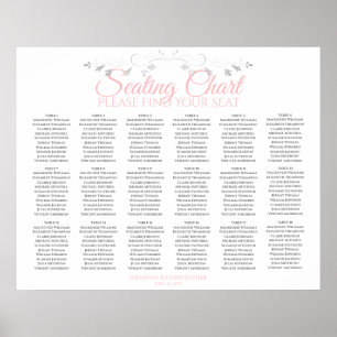 18 Tabelle Rosa und Grau Hochzeitskarte Poster