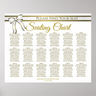 18 Tabelle White & Gold Hochzeitsdiagramm Poster