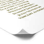 18 Tabelle White & Gold Hochzeitsdiagramm Poster (Ecke)