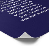 18 Table Elegant Navy Blue Wedding Seating Chart Poster (Ecke)