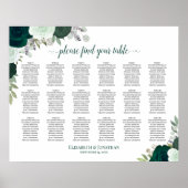 18 Table Emerald Rose Boho Wedding Seating Chart Poster (Vorne)
