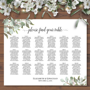 18 Table Rustic Eucalyptus Wedding Seating Chart Poster