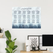 18 Tafelblau-Pinien Hochzeitsdiagramm Poster (Heimbüro)
