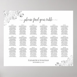 18 Tafelweiße Hochzeitssatteltafel Silber Frills Poster