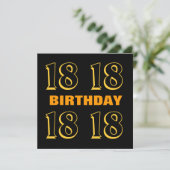 18. Teen Birthday Modernes Gold und Black W1016 Karte (Stehend Vorderseite)