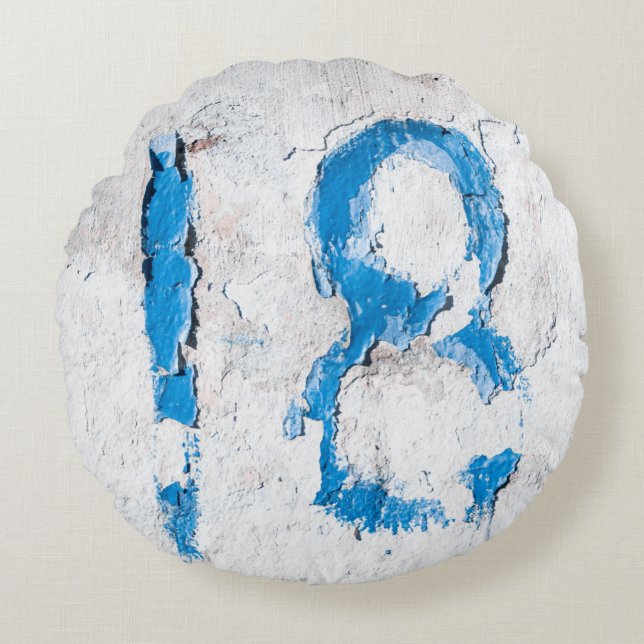 18 Text an der Wand Rundes Kissen (Vorderseite)