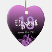 18 th birthday purple black floral name keramik ornament (Rechts)