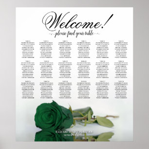 18 Tisch Elegant Smaragdgrün Rosen Sitzordnung Poster