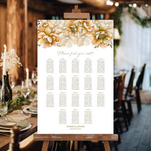 18-Tisch-Orangen-Blumen-Hochzeits-Sitzplan Poster
