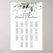 18 Tische elegante Grünpflanzen Hochzeitskarte Poster (Vorne)