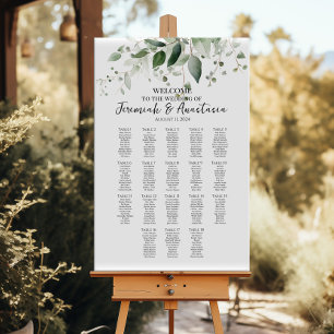 18 Tische elegante Grünpflanzen Hochzeitskarte Poster