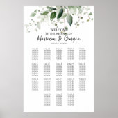 18 Tische Grüne elegante Hochzeitssitzkarte Poster (Vorne)