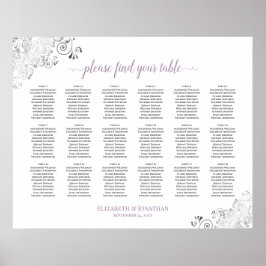 18 Tischlacy White Wedding Seating Chart Lavender Poster