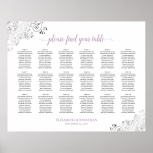 18 Tischlacy White Wedding Seating Chart Lavender Poster