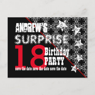 18. Überraschung Geburtstag Save the Date Diagonal Ankündigungspostkarte