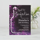 18. Wein Geburtstag Lila Einladung (Stehend Vorderseite)