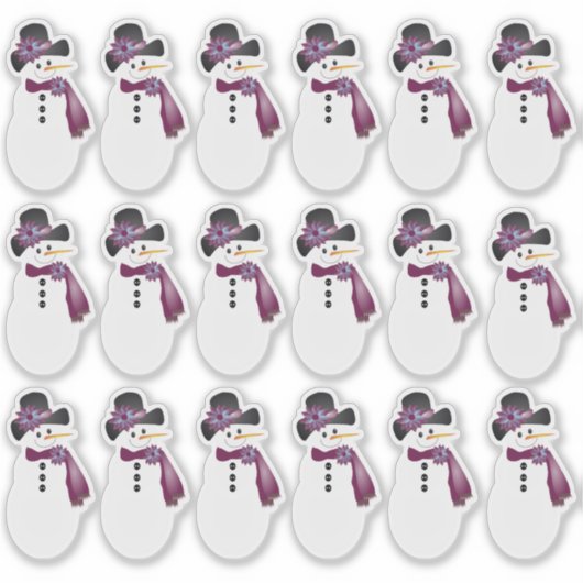 18 Whimsical Snowman Aufkleber (Vorderseite)