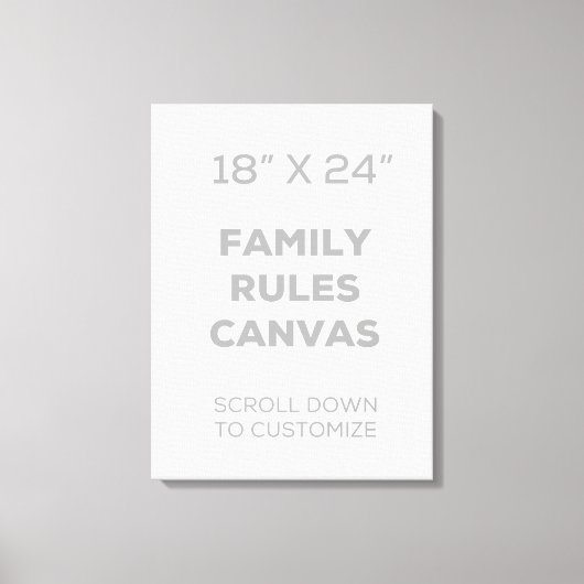 18" x 24" Familienregeln Leinwand (Vorderseite)