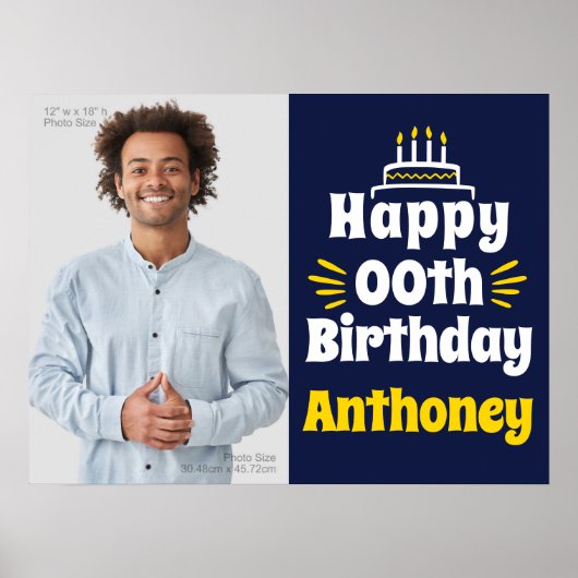 18" x 24" Happy Birthday Any Year Paper Poster (Vorne)