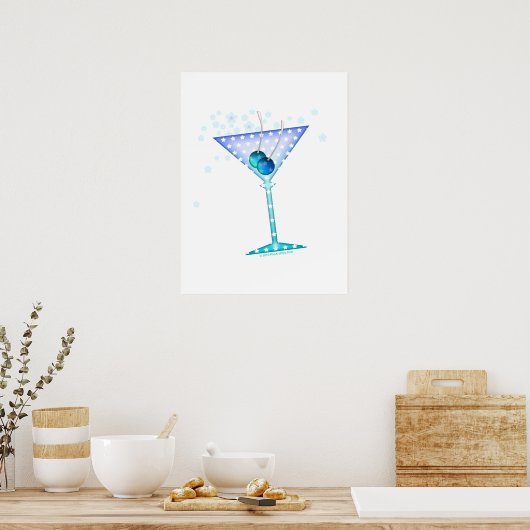 18" X 24" POSTER - BLAUE MARTINI ART (Küche)