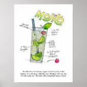 18" X 24" POSTER - MOJITO RECIPE COCKTAIL ART (Vorne)