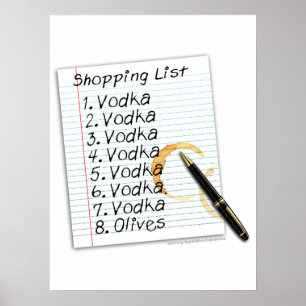 18" x 24" POSTER, VODKA-EINKAUFSLISTE Poster