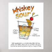 18" x 24" POSTER, WHISKEY SOUR RECIPE COCKTAIL ART Poster (Vorne)