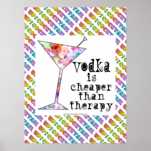 18" x 24" Poster, Wodka ist billiger als Therapie Poster