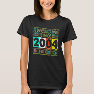 18 Year Old Awesome Since 2004 18th Birthday Retr T-Shirt