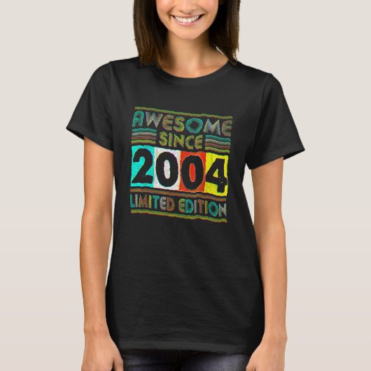 18 Year Old Awesome Since 2004 18th Birthday Retr T-Shirt (Vorderseite)