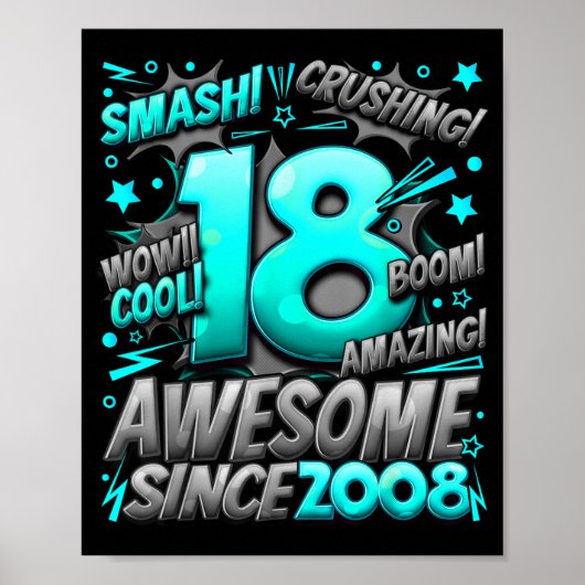 18 Year Old For Boys 18th Birthday Boy 18 Year Old Poster (Vorne)