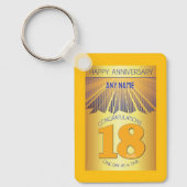 18 Year Sober Anniversary | Golden Ray 12 Step Schlüsselanhänger (Vorderseite)