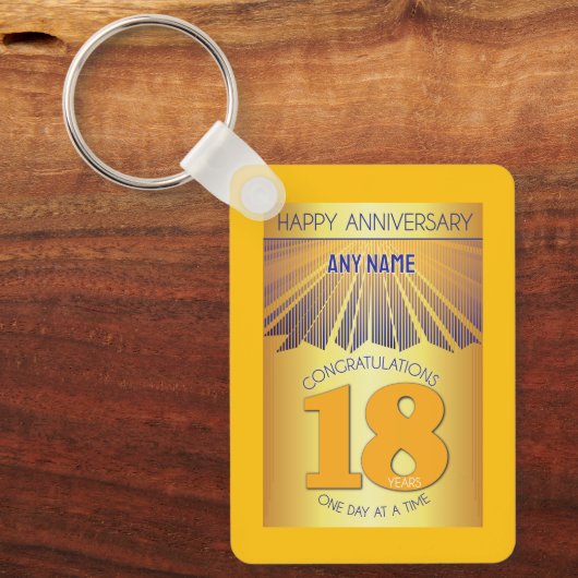 18 Year Sober Anniversary | Golden Ray 12 Step Schlüsselanhänger (Vorderseite)