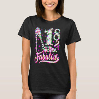 18 Years Old 18 & Fabulous 18th Birthday Pink Dia T-Shirt