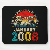 18 Years Old Awesome Since January 2008 18th Birth Mousepad (Vorne)