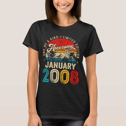 18 Years Old Awesome Since January 2008 18th Birth T-Shirt (Vorderseite)