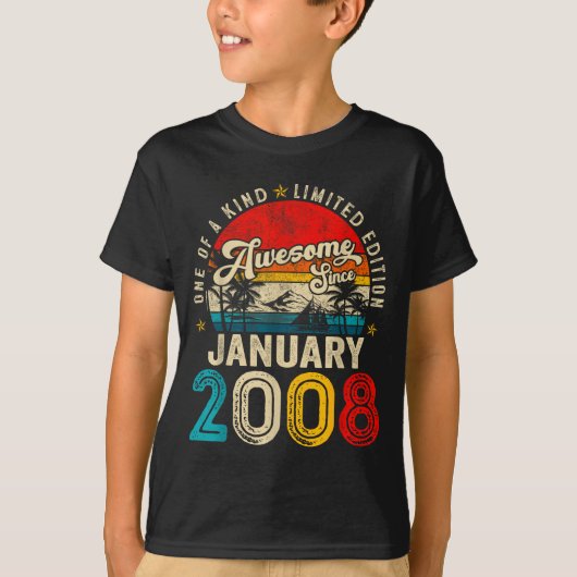 18 Years Old Awesome Since January 2008 18th Birth T-Shirt (Vorderseite)