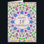 18th Birthday Abstract Flowers<br><div class="desc">18th Birthday Card. Glorious abstract pattern with flowers and diamonds. Very pretty,  feminine,  and stylish way to say 'Happy Birthday'. An unusual design that stände out. Send your birthday wishes in an elegant and eloquent way. All the diamonds on this card are printed.</div>