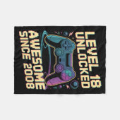 18th Birthday Boy Gift Level 18 Gamer 2008 18 Year Fleecedecke (Vorderseite (Horizontal))