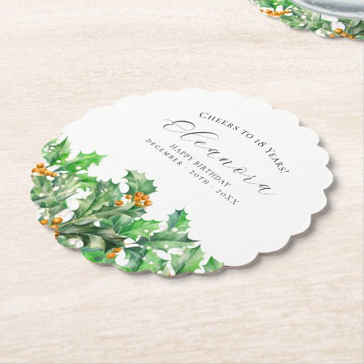 18th Birthday December Birth Flower Holly Custom Untersetzer (angewinkelt)