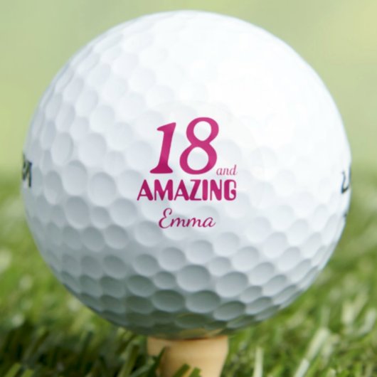 18th Birthday Gift for Her - 18 and Amazing Golfball